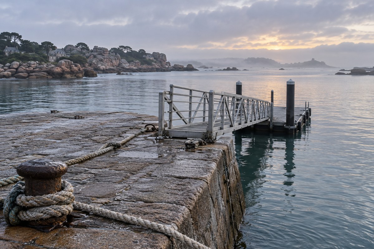 Ponton d'embarquement à Perros-Guirec sur la côte de Granit Rose